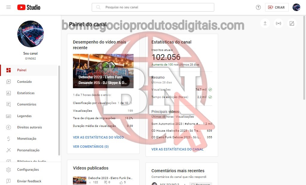 CANAL DO YOUTUBE DE 102K DESMONETIZADO - MUSICAL - Imagem 2