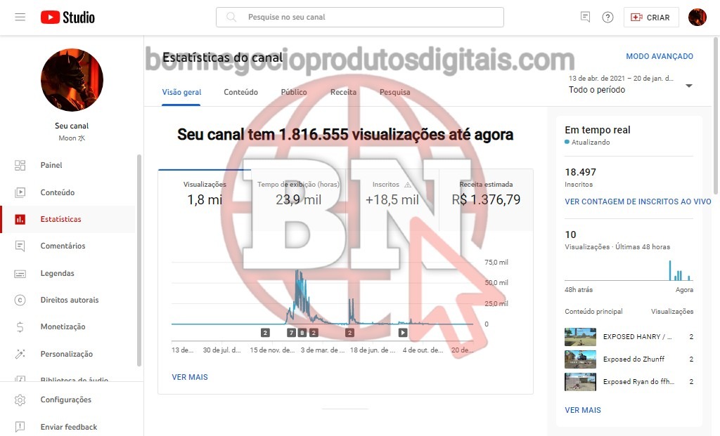 CANAL DO YOUTUBE DE 18K MONETIZADO - GAMES - Imagem 2