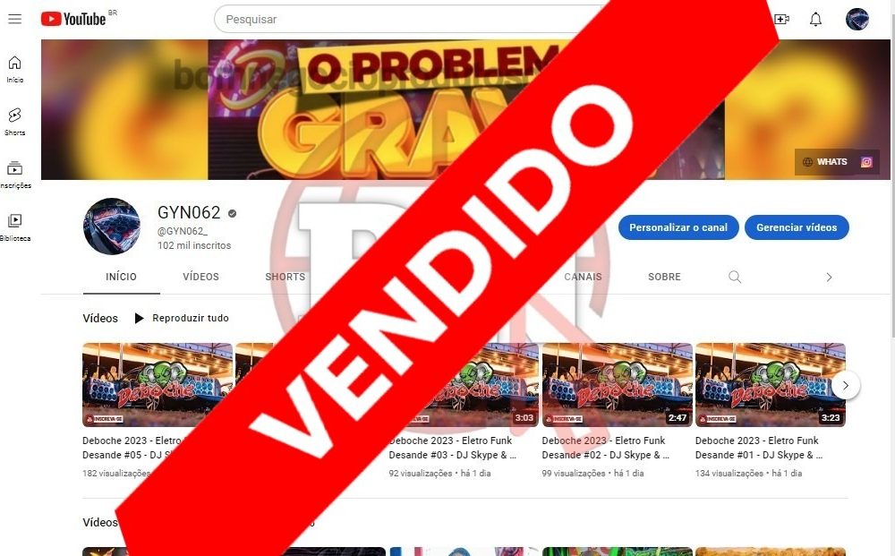 CANAL DO YOUTUBE DE 102K DESMONETIZADO - MUSICAL