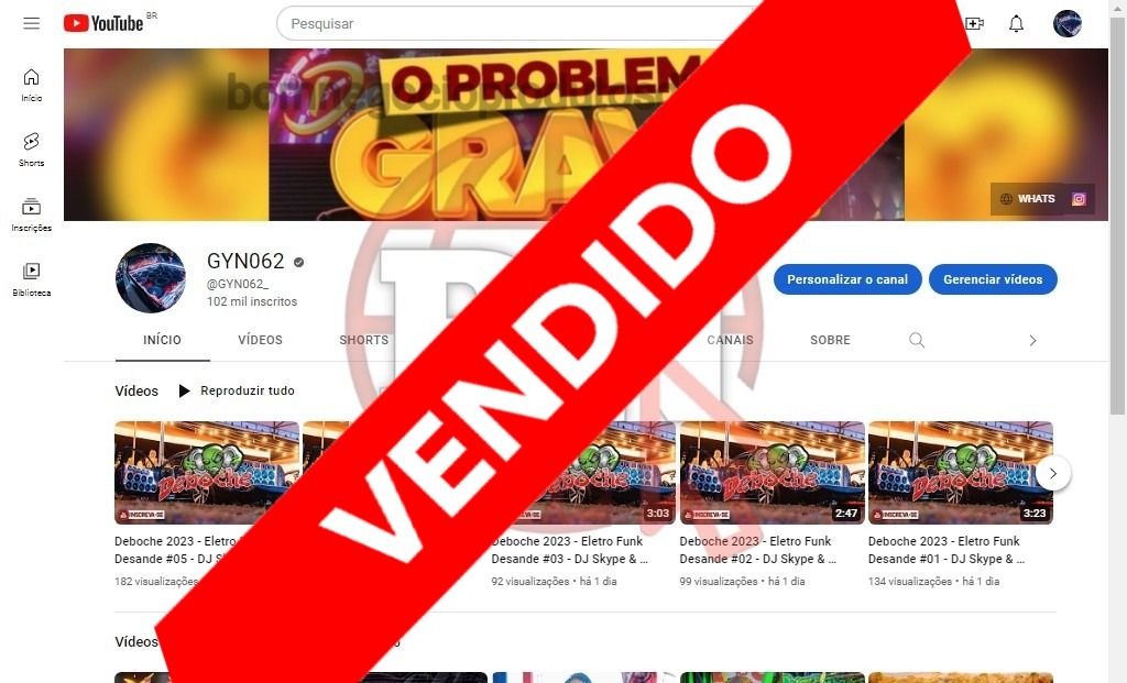 CANAL DO YOUTUBE DE 102K DESMONETIZADO - MUSICAL