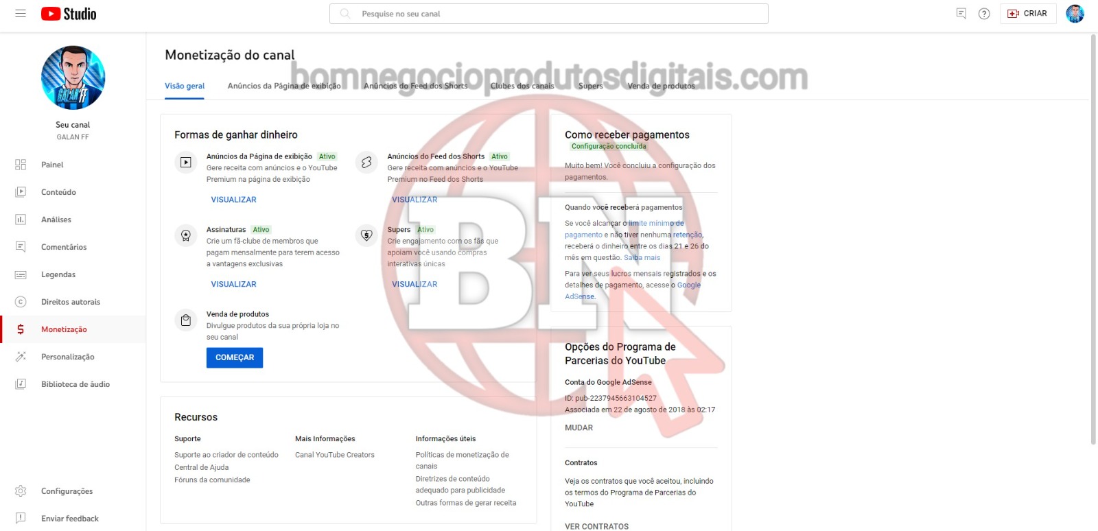 CANAL DO YOUTUBE DE 16K MONETIZADO - GAMES - Imagem 3