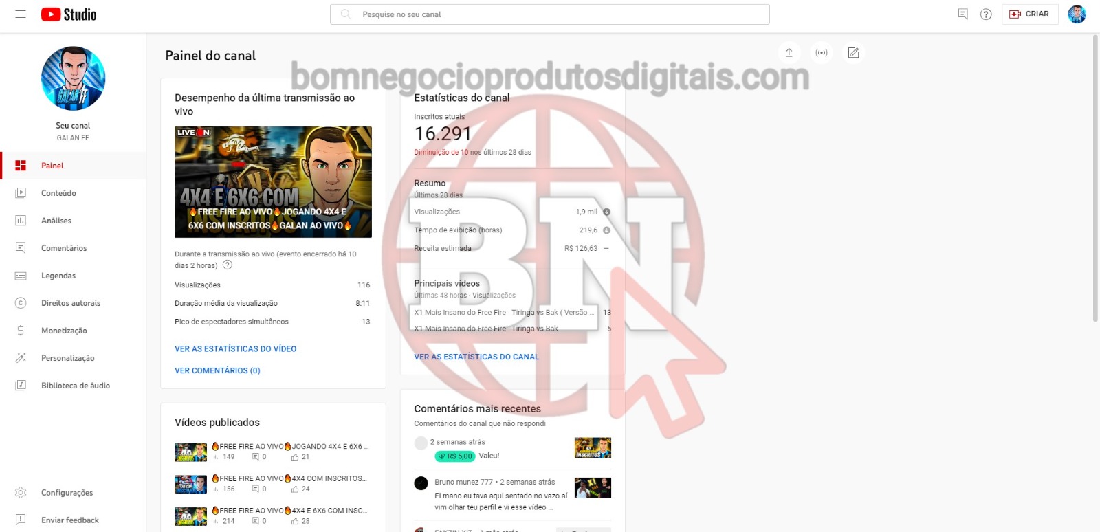 CANAL DO YOUTUBE DE 16K MONETIZADO - GAMES - Imagem 2