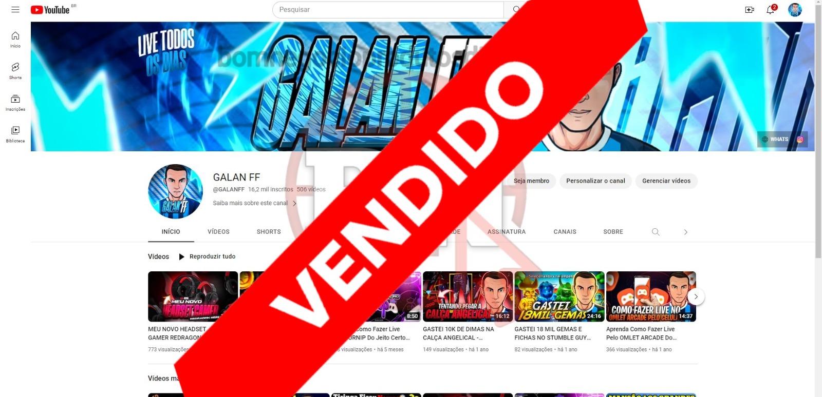 CANAL DO YOUTUBE DE 16K MONETIZADO - GAMES