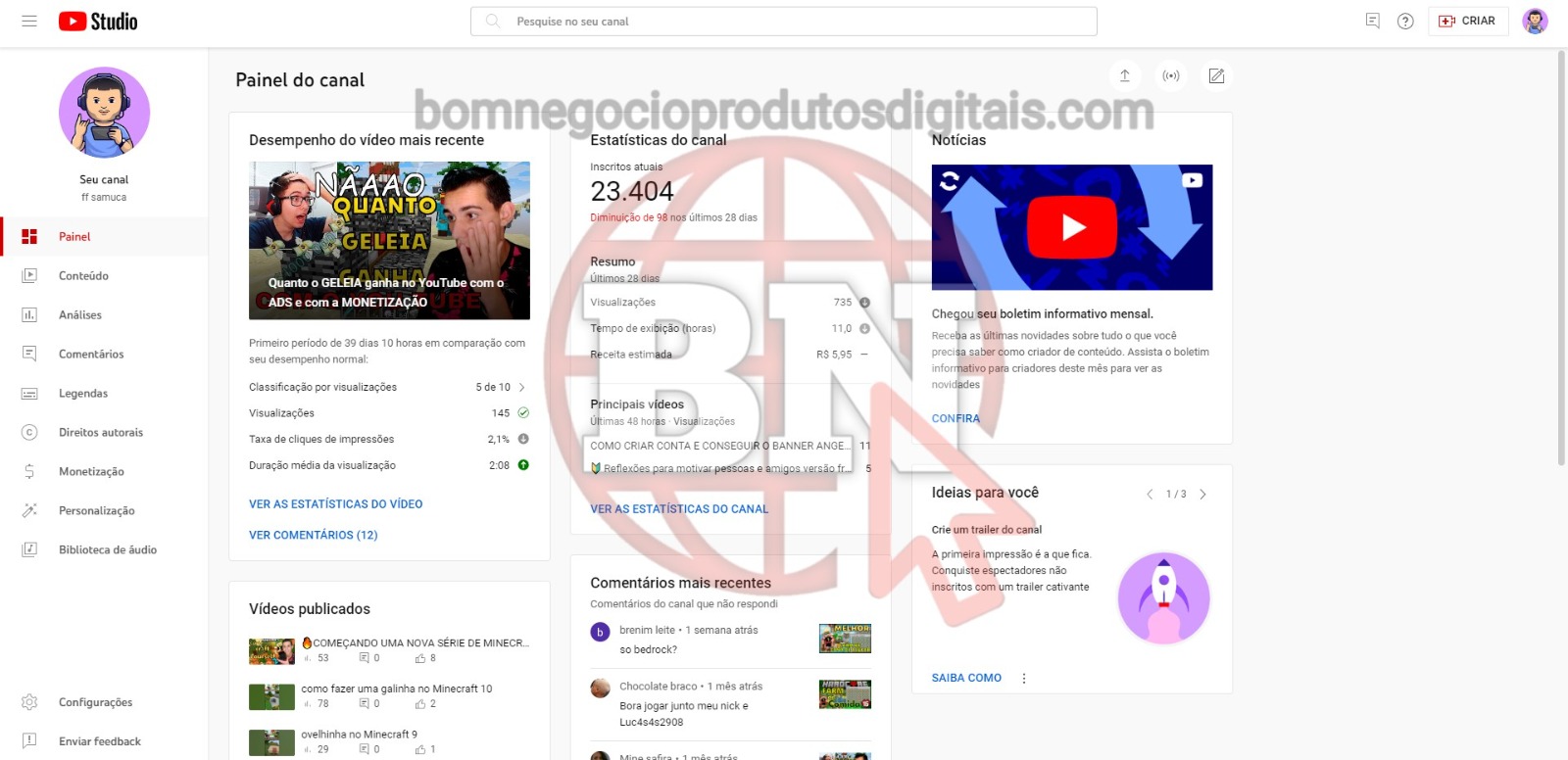 CANAL DO YOUTUBE DE 23K MONETIZADO - GAMES - Imagem 2