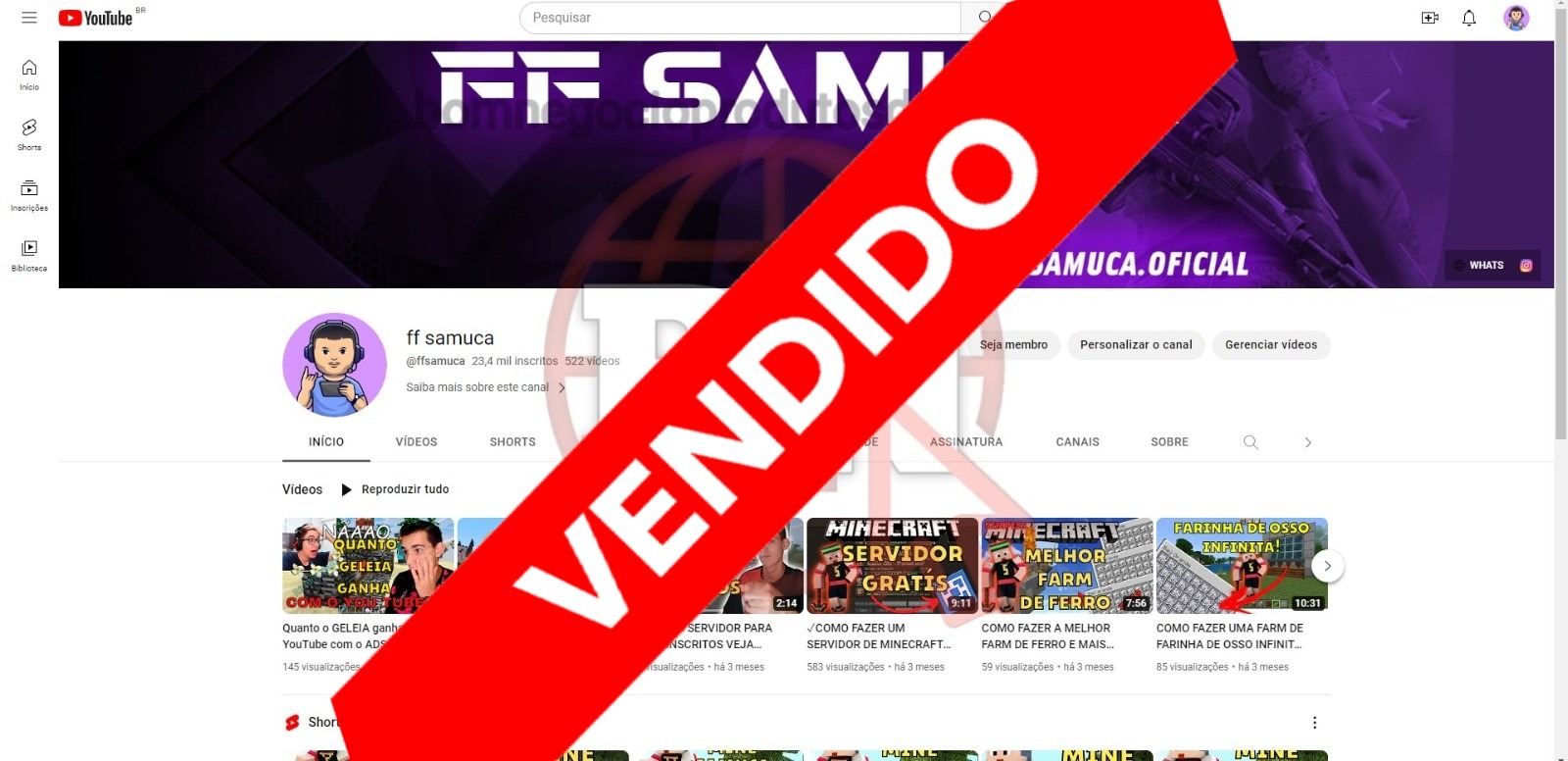 CANAL DO YOUTUBE DE 23K MONETIZADO - GAMES