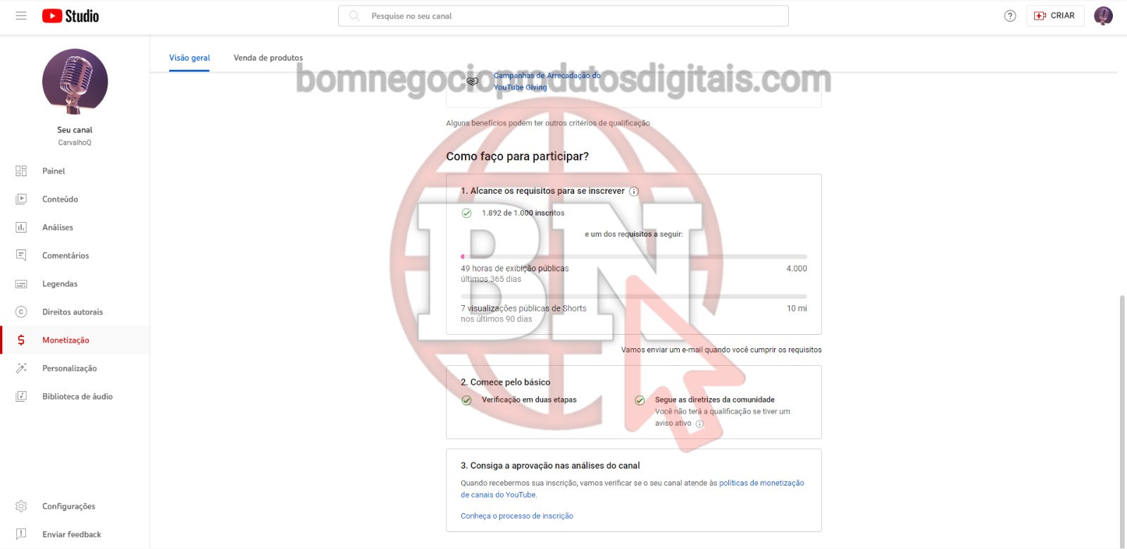 CANAL DO YOUTUBE DE 1K DESMONETIZADO - MUSICAL - Imagem 4