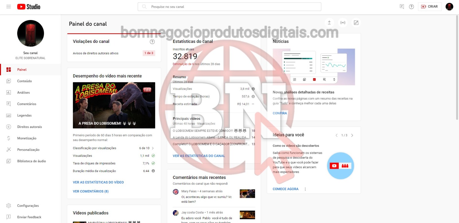 CANAL DO YOUTUBE DE 32K MONETIZADO - SOBRENATURAL - Imagem 2