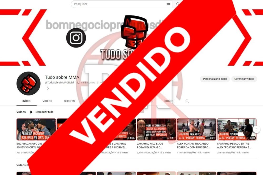 CANAL DO YOUTUBE DE 13K MONETIZADO - LUTAS MMA