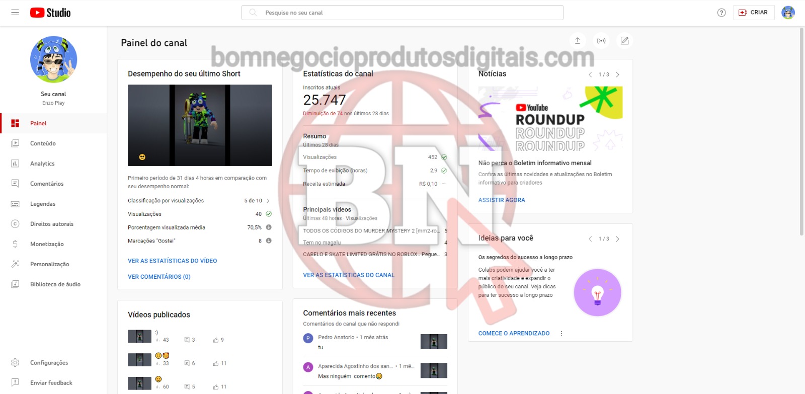 CANAL DO YOUTUBE DE 25K MONETIZADO - GAMES - Imagem 2