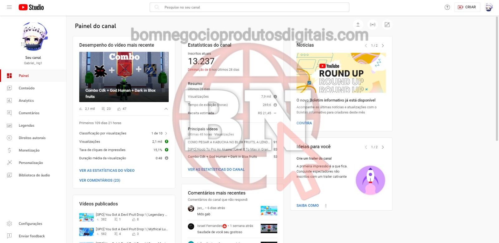 CANAL DO YOUTUBE DE 13K MONETIZADO - GAMES - Imagem 2