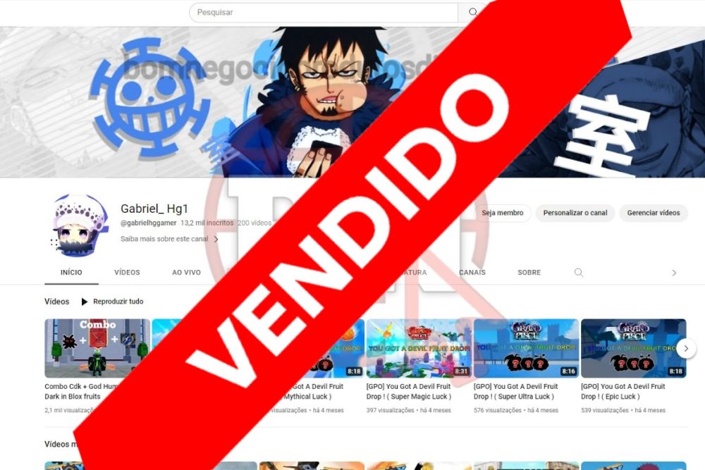 CANAL DO YOUTUBE DE 13K MONETIZADO - GAMES
