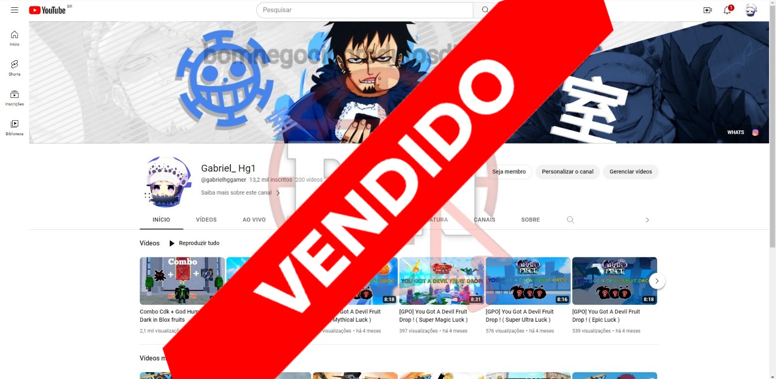 CANAL DO YOUTUBE DE 13K MONETIZADO - GAMES