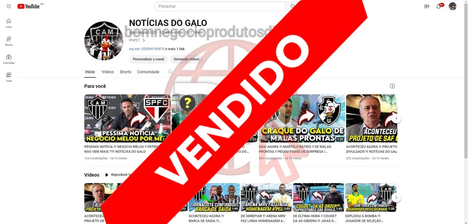 CANAL DO YOUTUBE DE 1K MONETIZADO - NOTÍCIAS DE FUTEBOL
