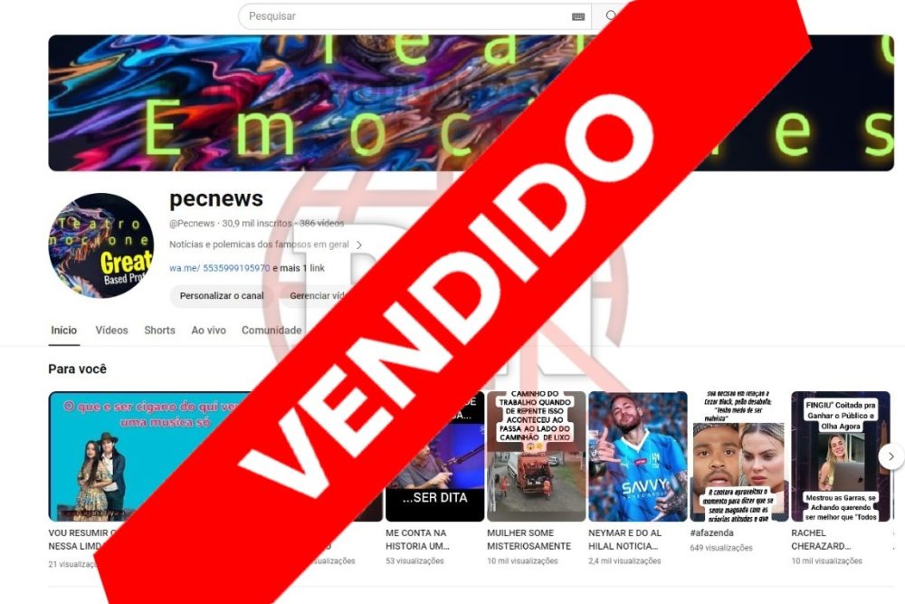 CANAL DO YOUTUBE DE 30K NÃO MONETIZADO - NOTÍCIAS