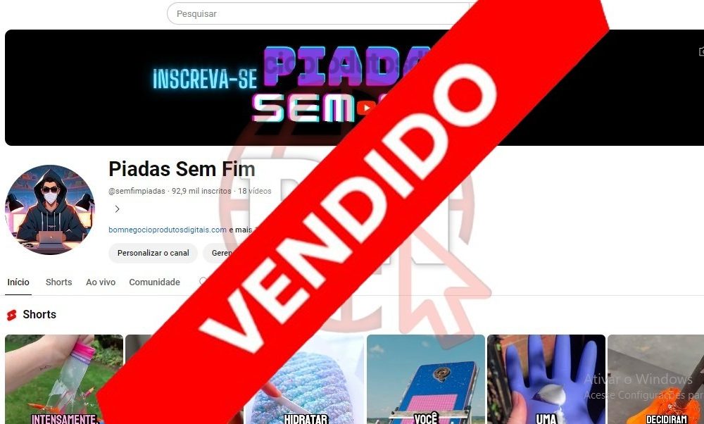 CANAL DO YOUTUBE DE 92K NÃO MONETIZADO - HUMOR