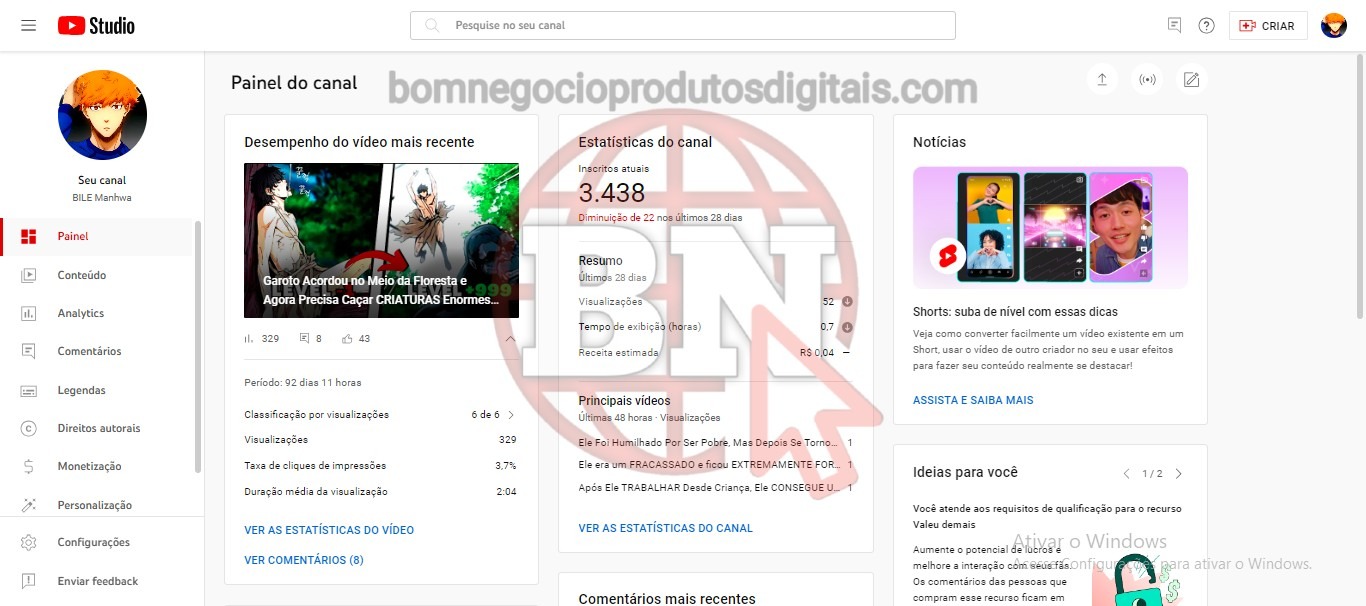 CANAL DO YOUTUBE DE 3K MONETIZADO - ANIMES - Imagem 2