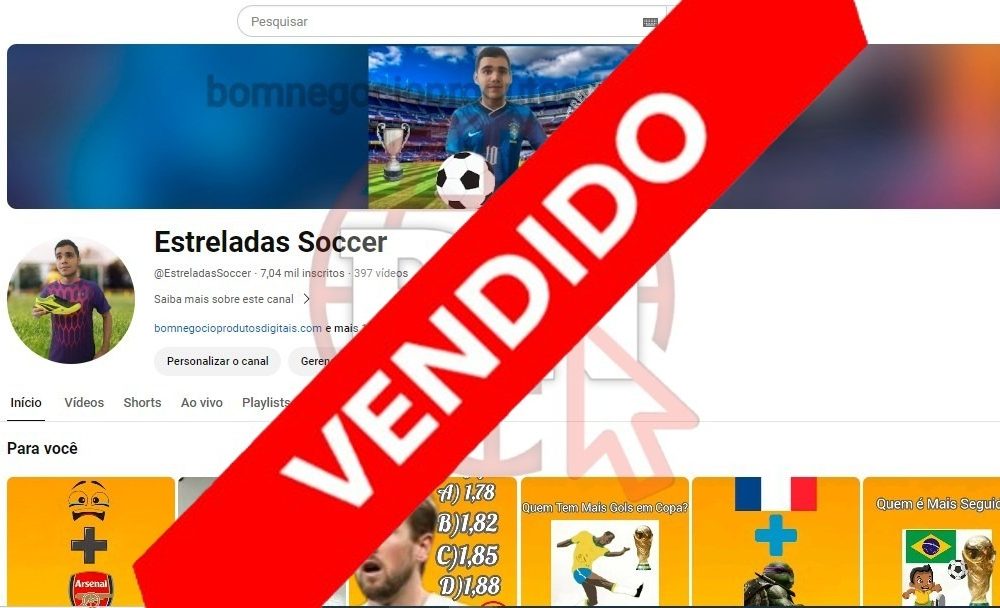 CANAL DO YOUTUBE DE 7K NÃO MONETIZADO - FUTEBOL