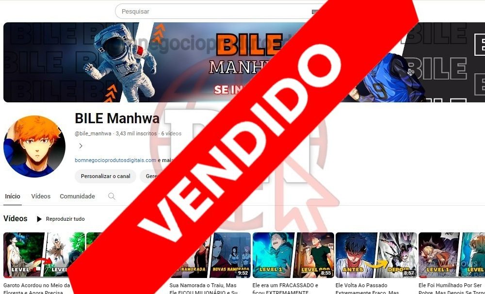 CANAL DO YOUTUBE DE 3K MONETIZADO - ANIMES