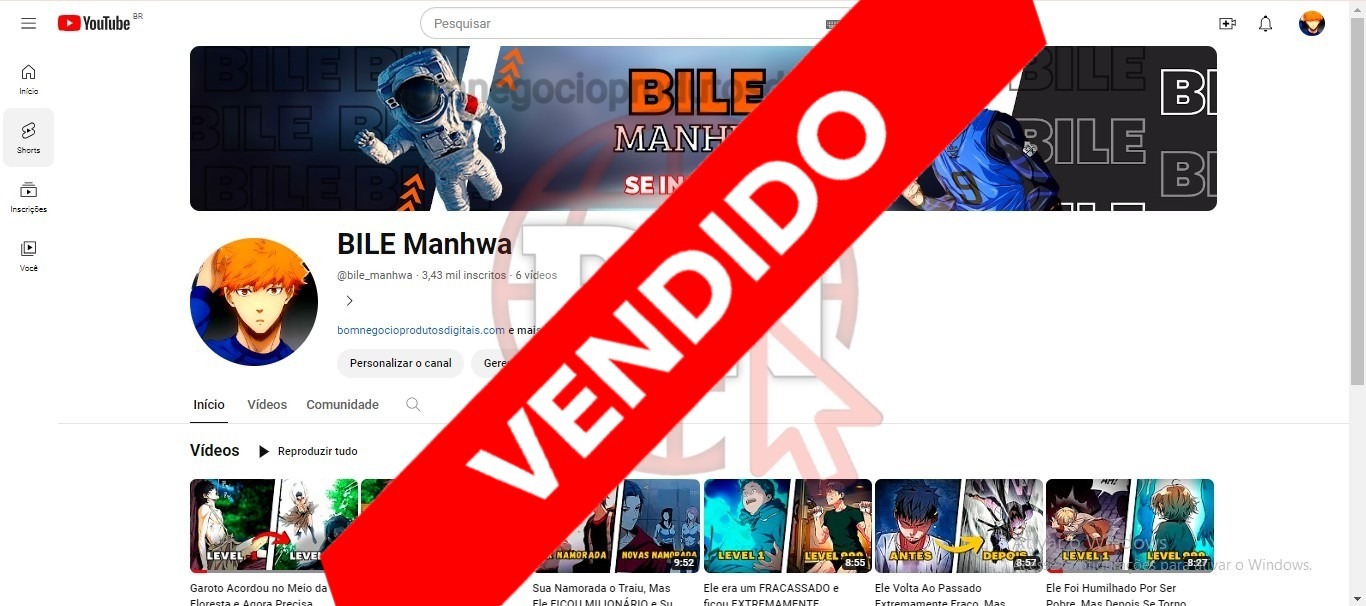 CANAL DO YOUTUBE DE 3K MONETIZADO - ANIMES