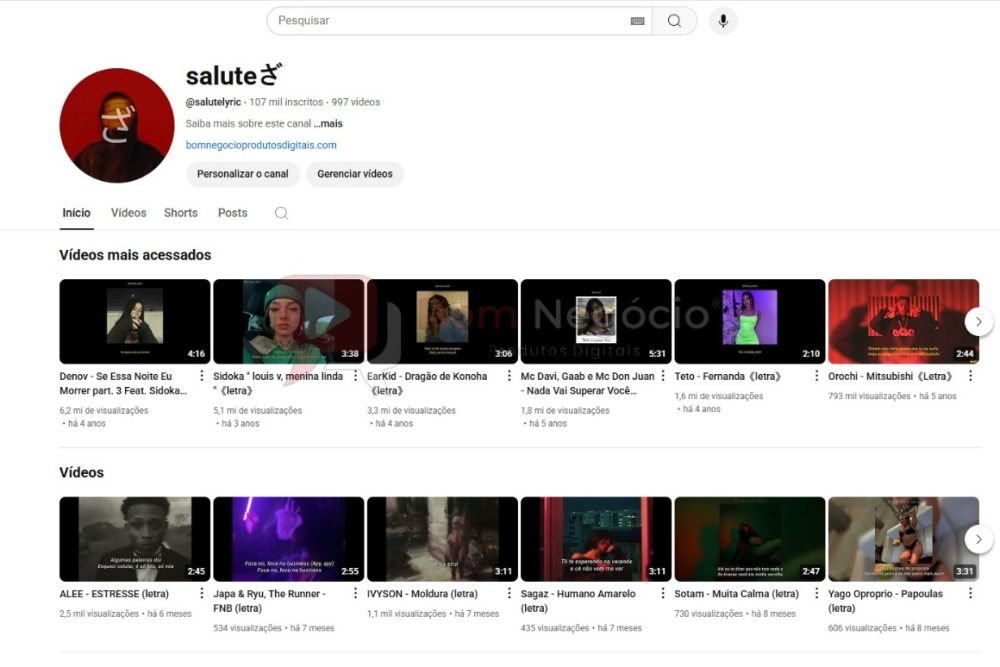 CANAL DO YOUTUBE DE 107K NÃO MONETIZADO - MUSICAL (COD-237)