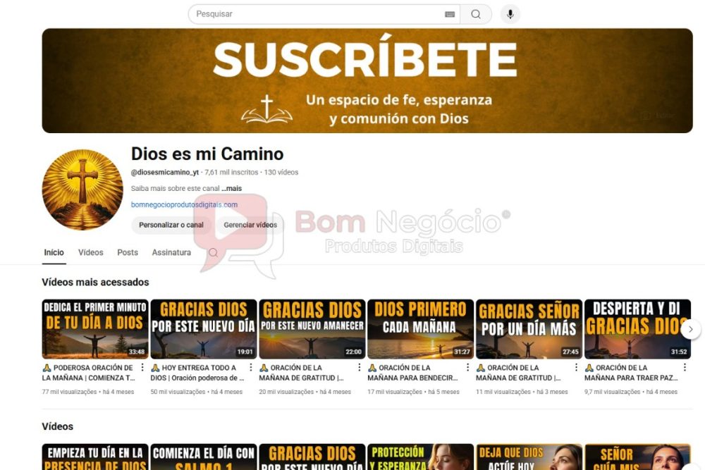 CANAL DO YOUTUBE DE 7K MONETIZADO - RELIGIÃO (COD-401)