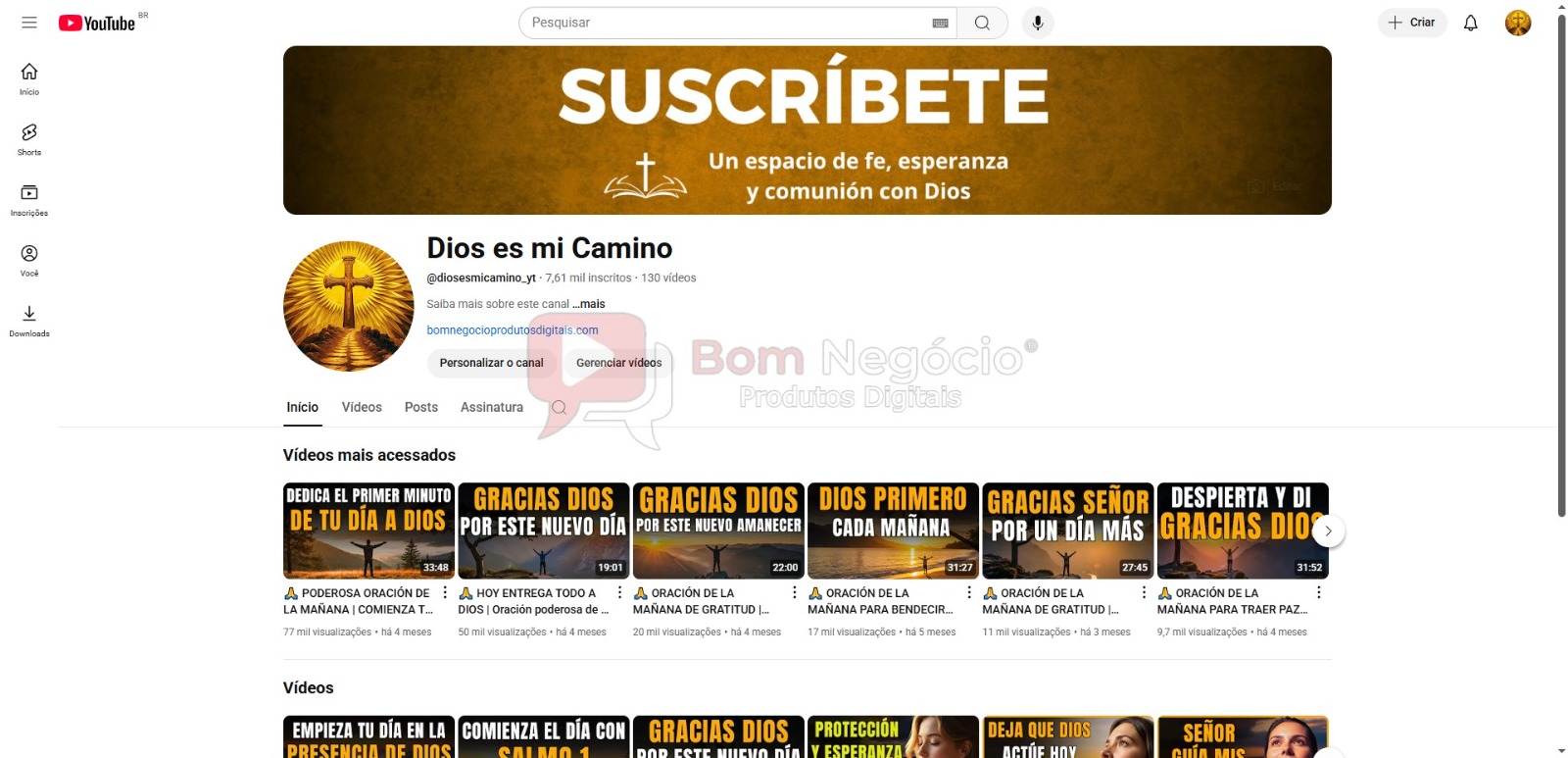 CANAL DO YOUTUBE DE 7K MONETIZADO - RELIGIÃO (COD-401)