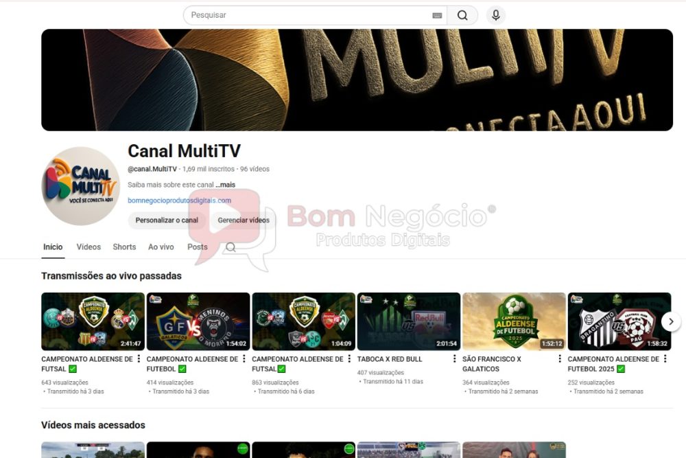 CANAL DO YOUTUBE DE 1K MONETIZADO - FUTEBOL (COD-411)