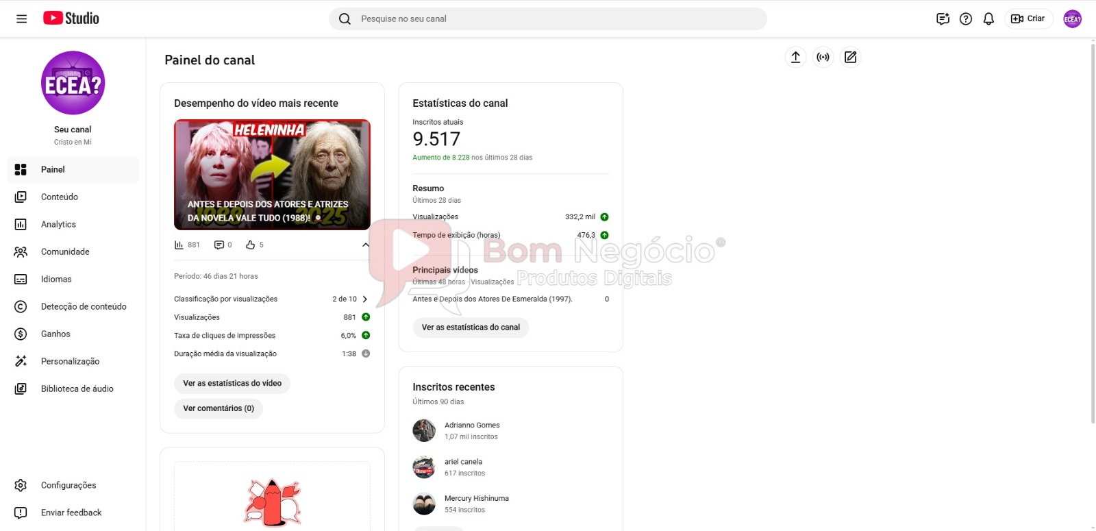 CANAL DO YOUTUBE DE 9K NÃO MONETIZADO - VARIAÇÃO (COD-440) - Imagem 2