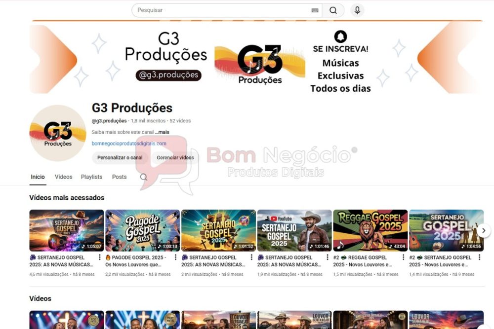 CANAL DO YOUTUBE DE 1K MONETIZADO - MUSICAL (COD-449)