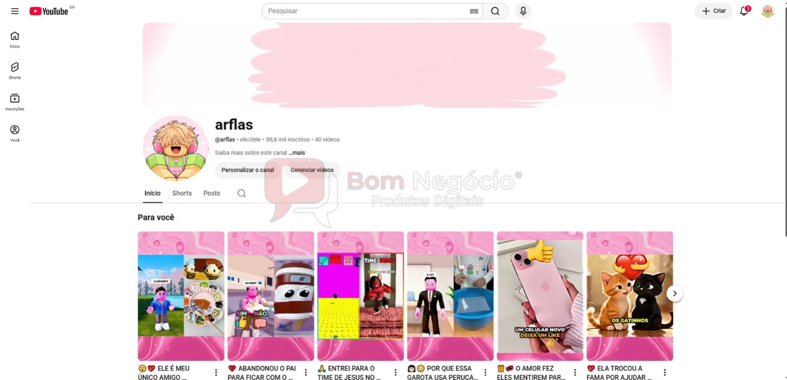 CANAL DO YOUTUBE DE 88K NÃO MONETIZADO - CURIOSIDADES (COD-660)