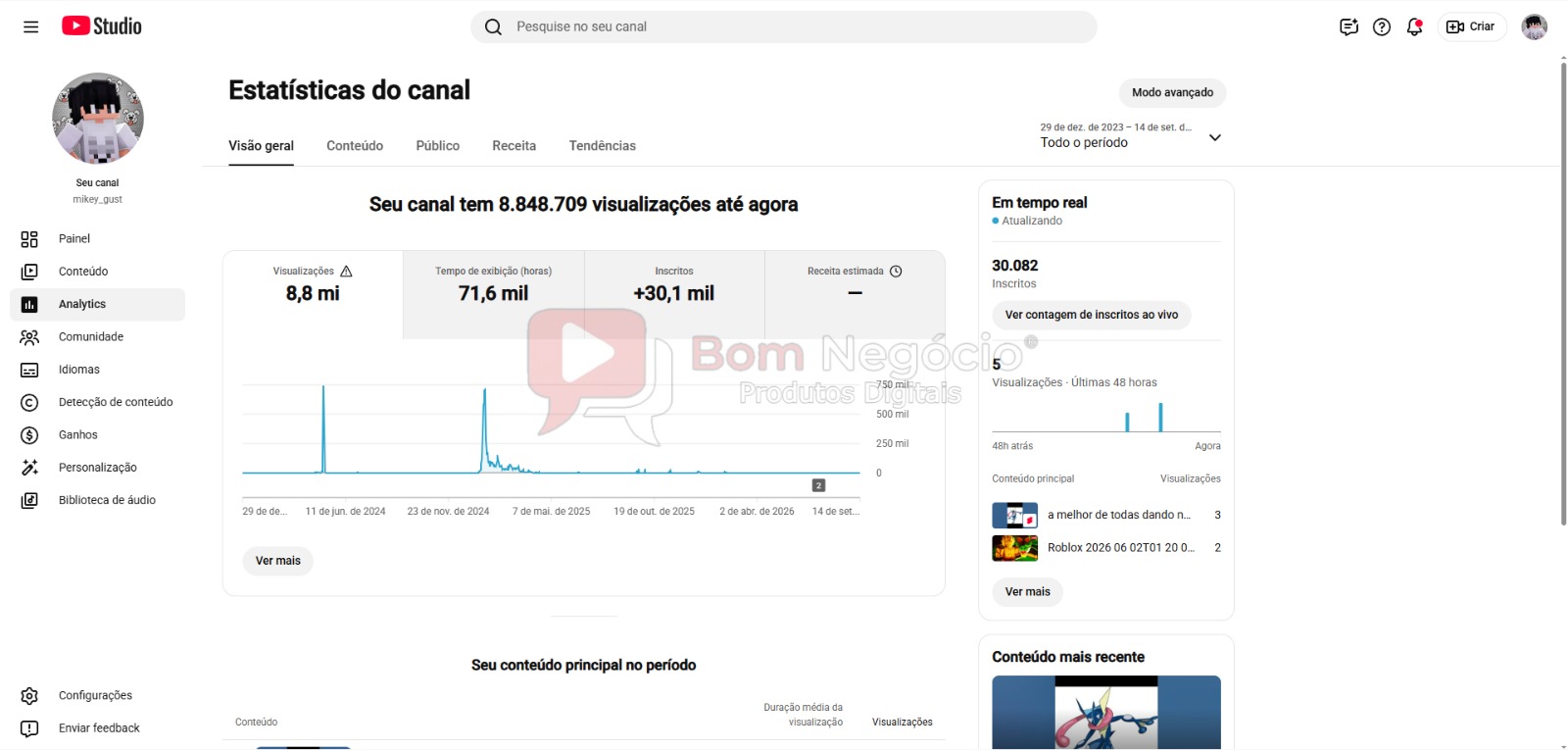 CANAL DO YOUTUBE DE 30K NÃO MONETIZADO - GAMES (COD-674) - Imagem 3
