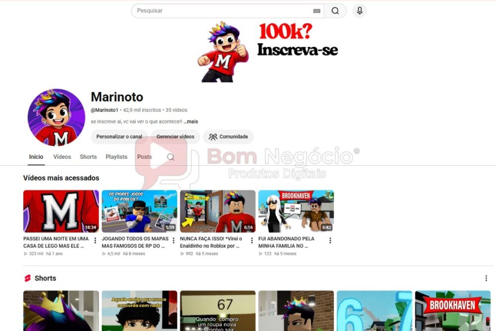 CANAL DO YOUTUBE DE 42K NÃO MONETIZADO - ENTRETENIMENTO (COD-688)
